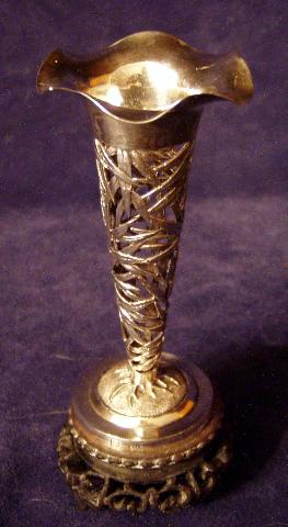 Chinese Export Silver Bud Vase
