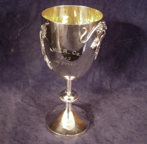 Chinese Export Silver dragon cup w/gilt interior